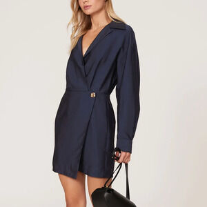 Vince Blue Shirt Wrap Sheath Dress Size 8 Career Chic Polished Designer $400